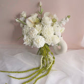 White Rose Dahlia Green Amaranthus Wedding Bouquet